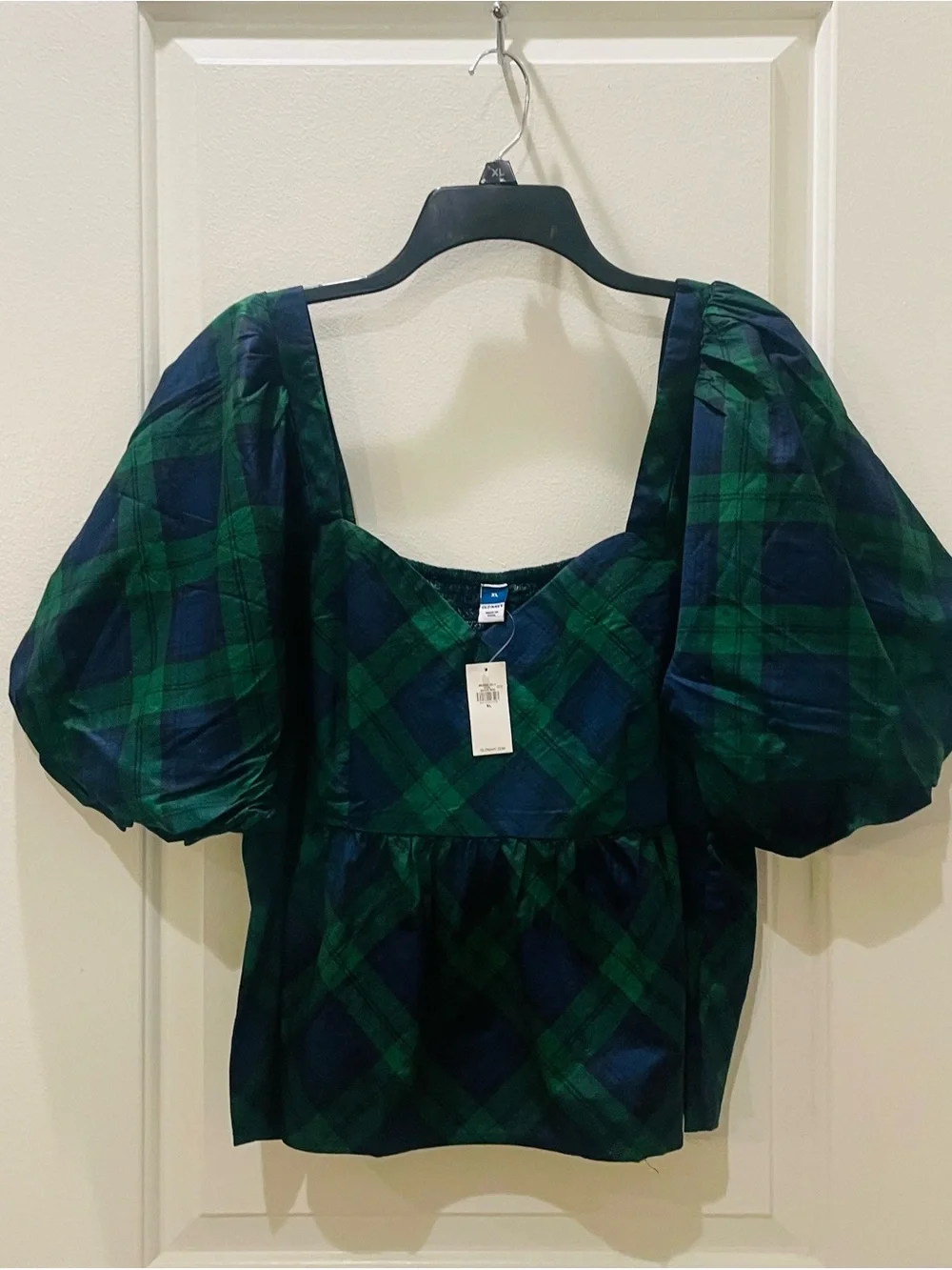 NEW…Poplin Puff Sleeve Peplum Top
